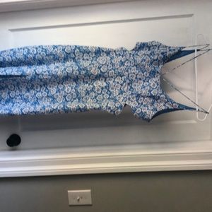 TopShop Light Blue and White Floral Midi Dress